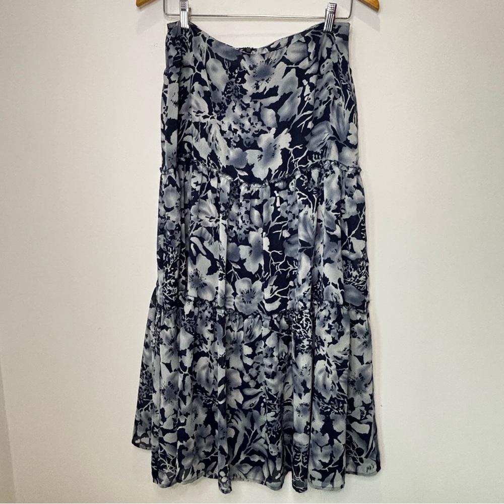 Chadwick Floral Romantic Boho Whimsy Tiered Maxi Skirt Size 10 Tropical f68